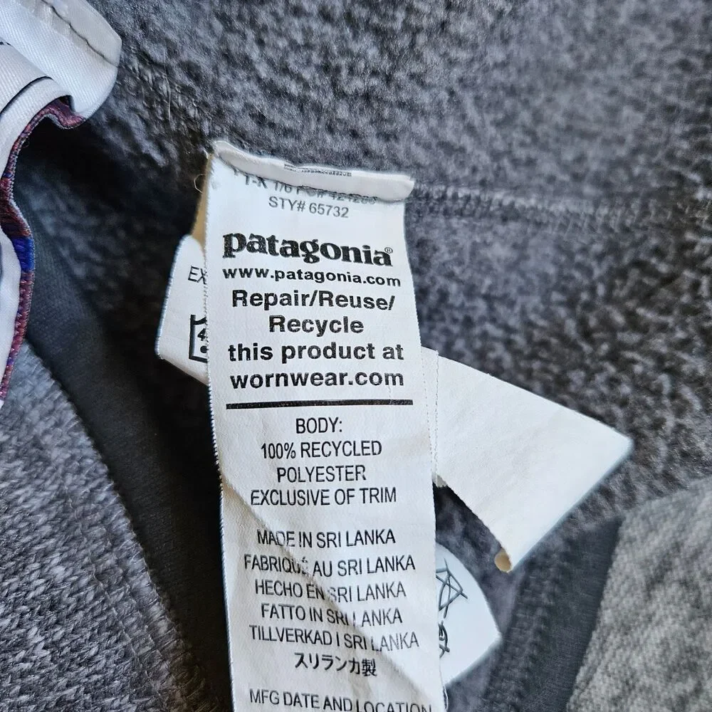 Patagonia Better Sweater Jacket Kids Medium 10 Gray Full Zip Fleece Mock Neck
